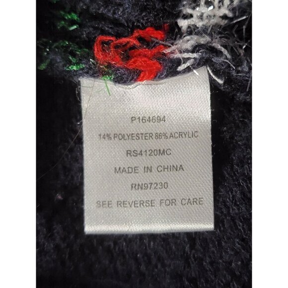 Almost Famous Womens Holiday Christmas Sweater XL Red Blue Tree Stocking Pattern - Picture 2 of 5